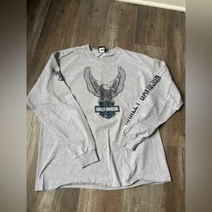 Harley Davidson Bald Eagle Gator Leesburg FL Gray Long Sleeve T-Shirt Size XL